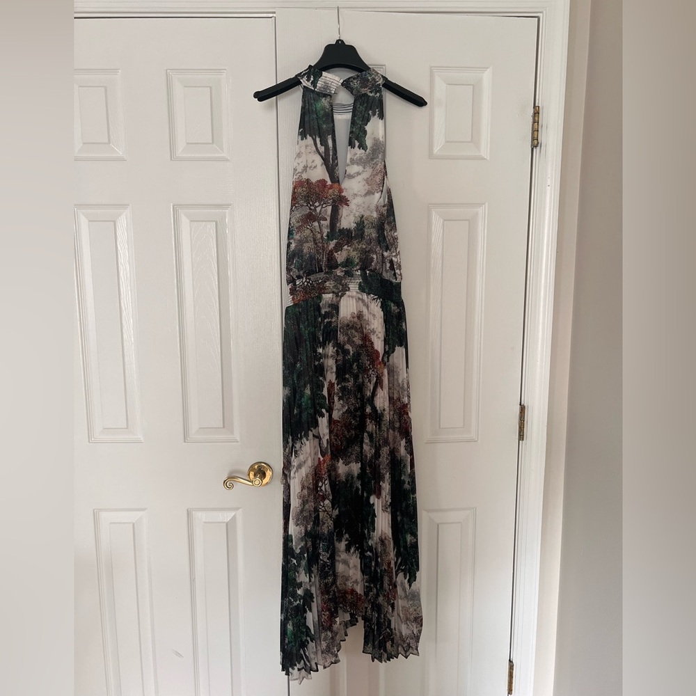 White House Black Market Forest Print Maxi Dress